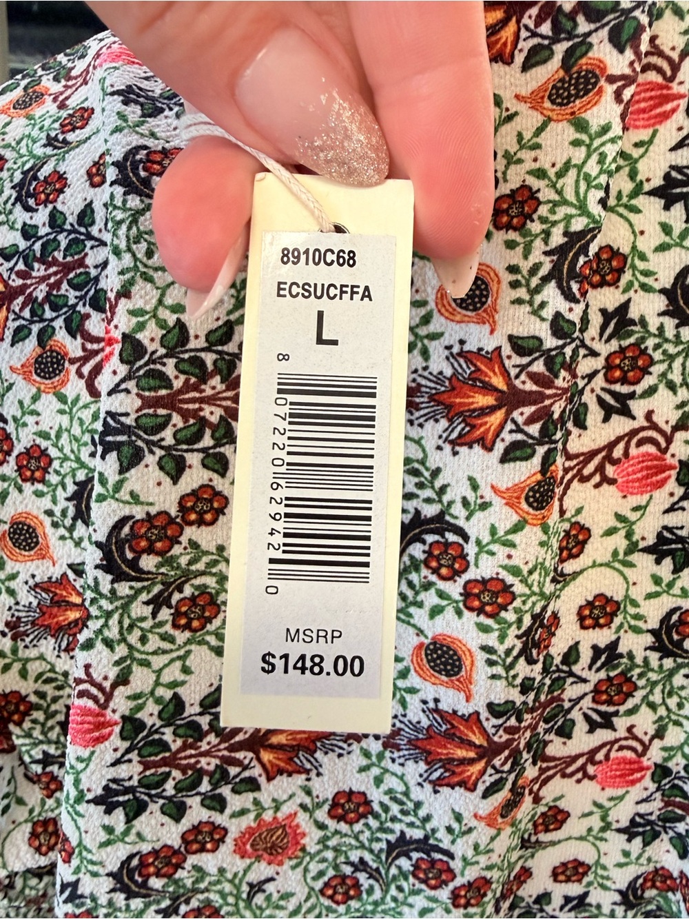 Max Studio Floral Tiered Maxi Dress in Cream, Red and Green - Picture 6 of 10